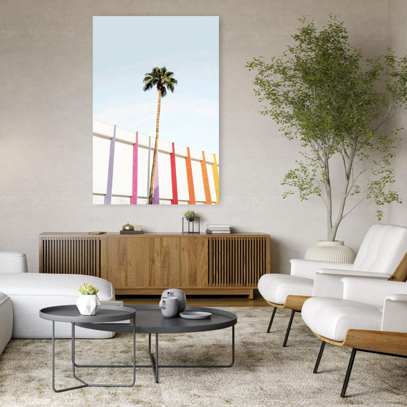 «Palm Spring Colors 2», art mural contemporain abstrait, H 48 po x l 32 po