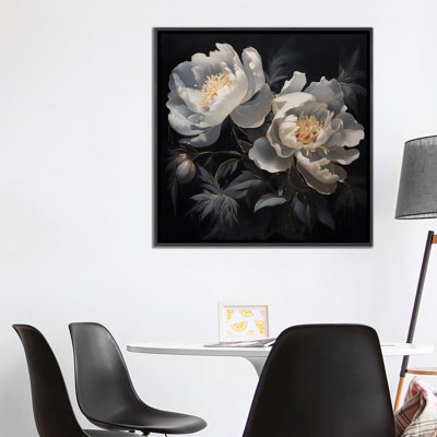 Silver Peonies I - Framed Wall Art Print