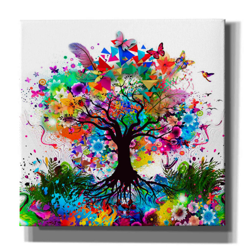 «Kaleidoscope Tree White», art mural sur toile, H 18 po x l 18 po x P 0,75 po