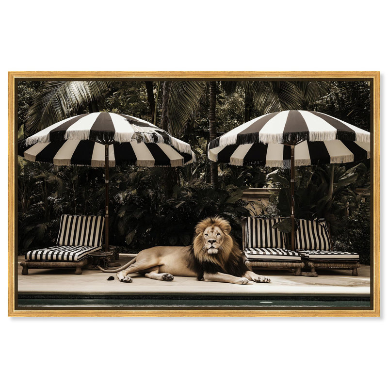 Luxe of the Jungle King Canvas Retro Photography by Art Remedy Print On Canvas, Gold Floater Framed, 17" H x 25" W