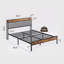 Lit plateforme moderne en métal avec tête de lit rembourrée en lin et tablettes ouvertes - conception à pieds hauts-996855689-942883538