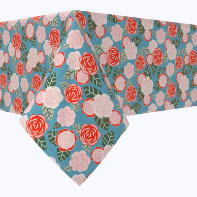 Square Floral Cotton Twill Tablecloth