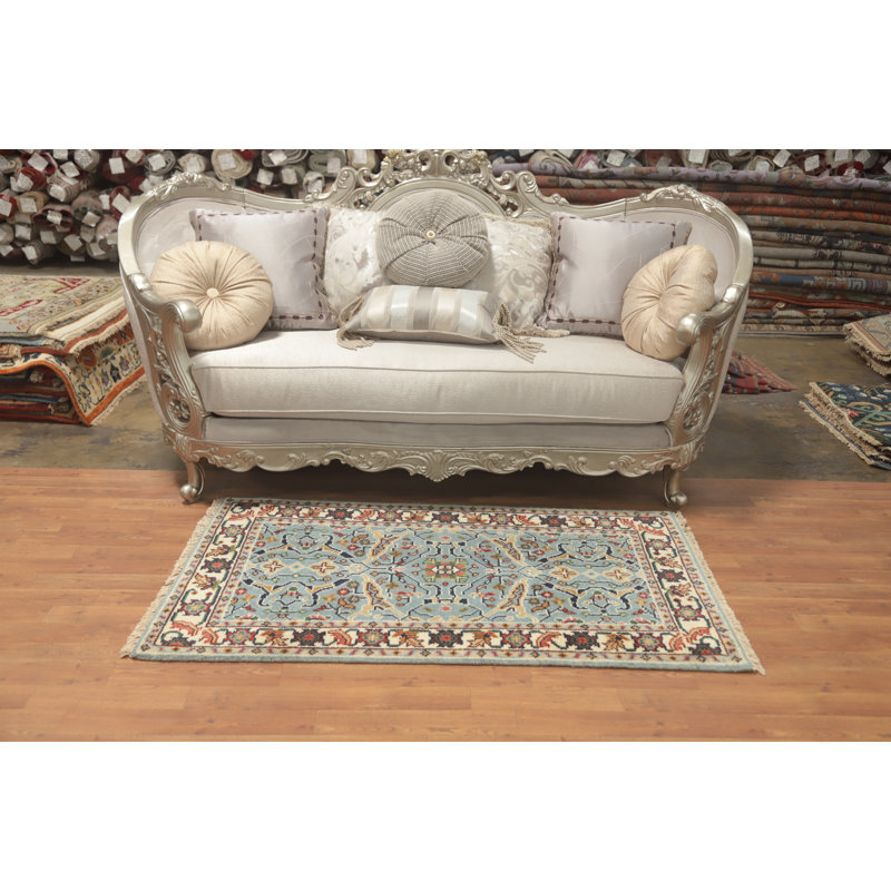 Tapis décoratif transitionnel fait à la main 3 x 5 Oushak