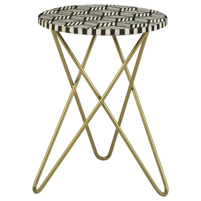 Table d'appoint noire, blanche et dorée
