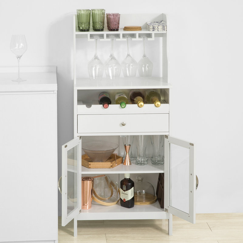 Banff 5 Bottle Floor Wine Bottle & Glass Rack in White