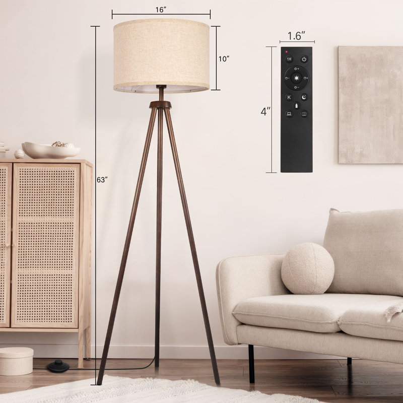 Jio 63'' Tripod Floor Lamp with Remote Control and LED Bulb Included