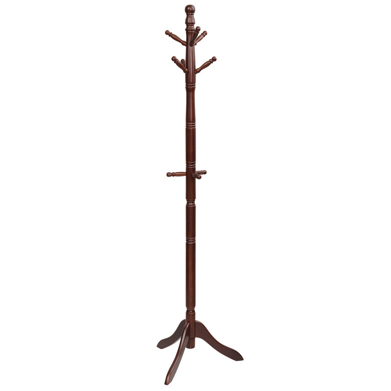 Anselmi Freestanding 9 - Hook Coat Rack, Brown