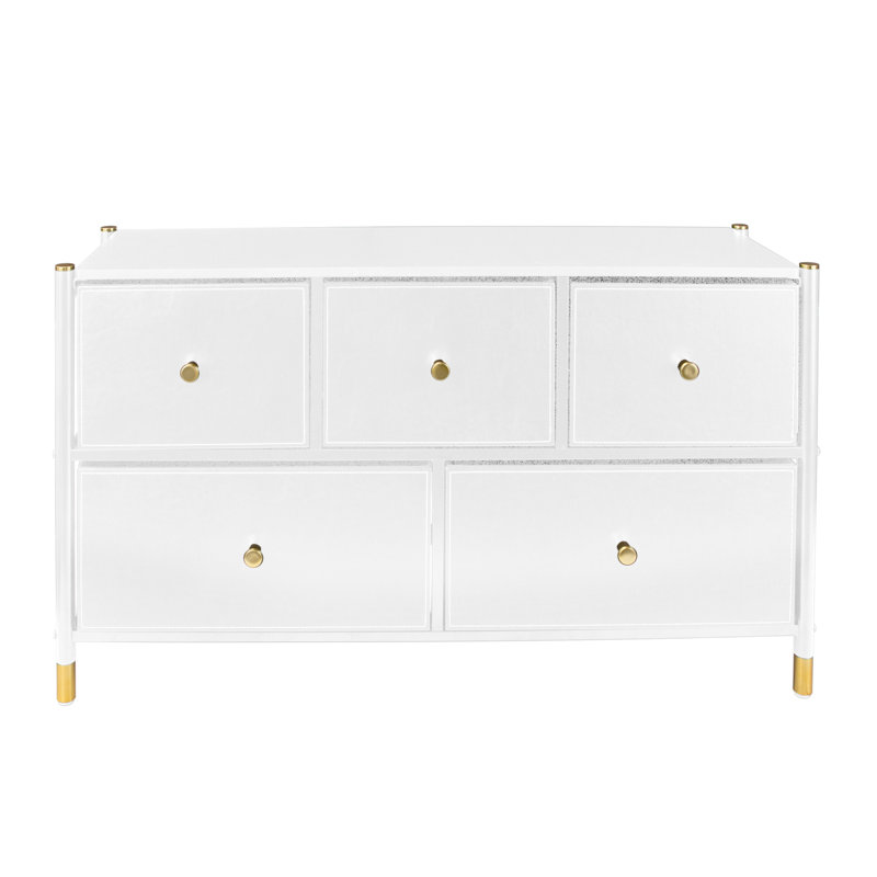Mercer41 5 Drawer Luxury Dresser in White, Blanc