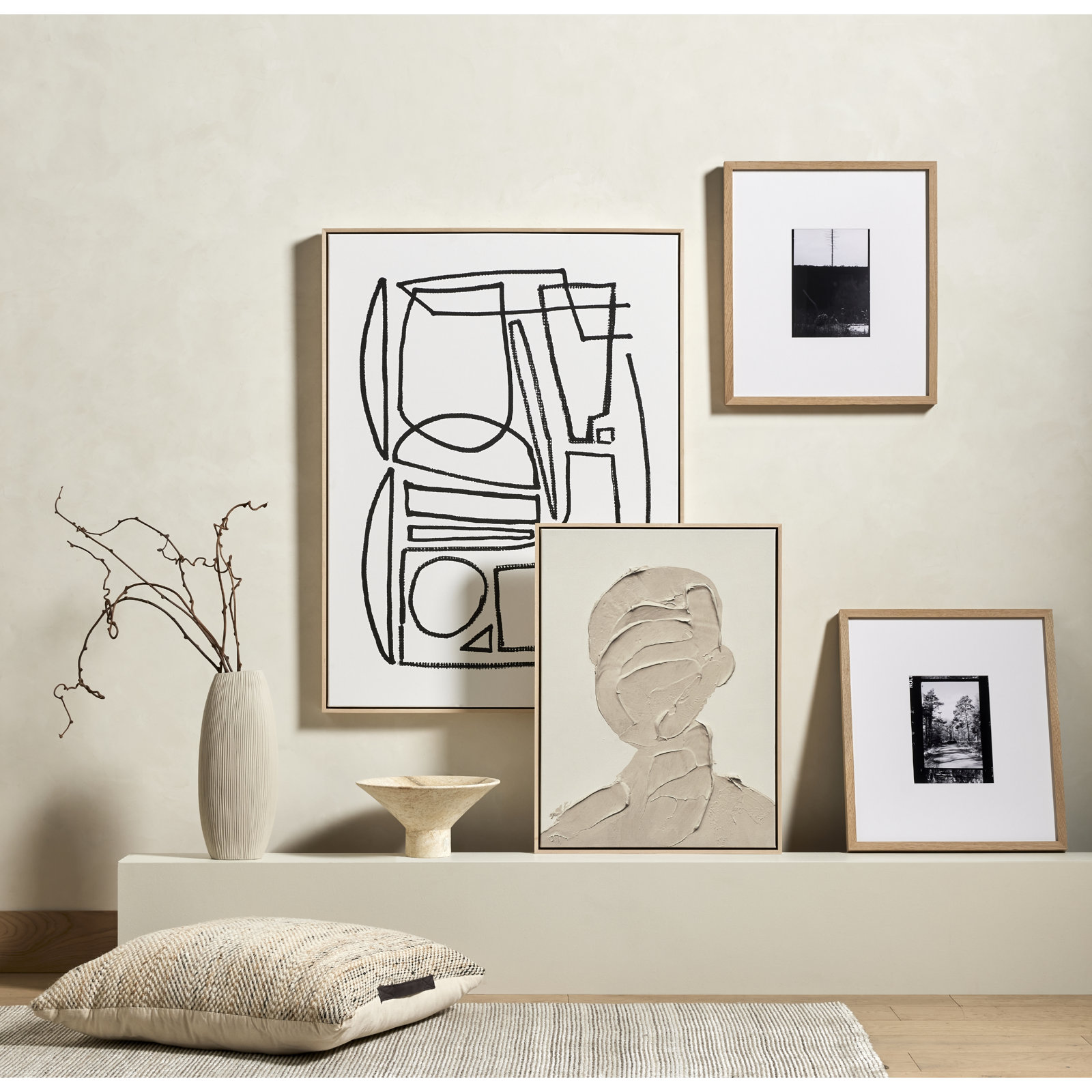Ashen "Stark 1" Print by Dan Hobday, 48" H x 36" W x 2" D, Light Brown Floater Framed