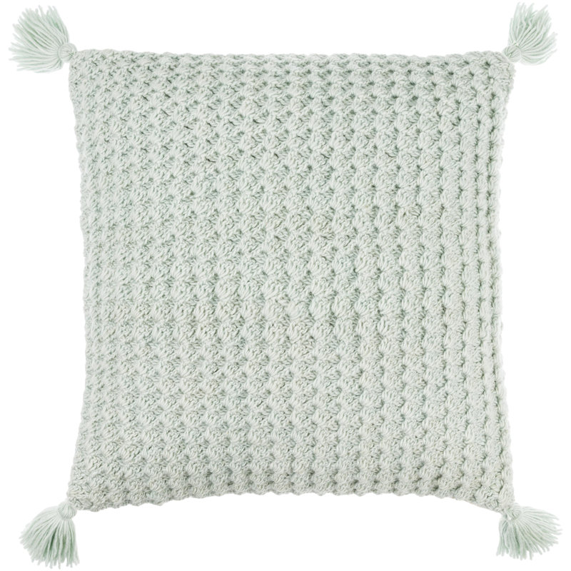Makrome Wool Blend Reversible Pillow Cover, 18"H x 18"W, Ivory