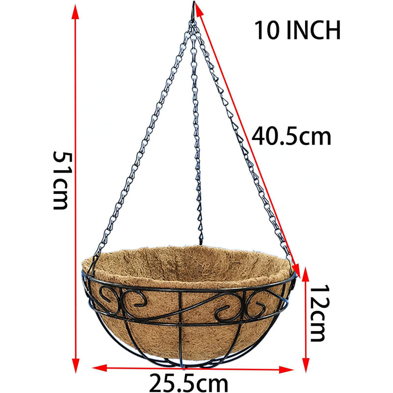 Ensemble de 4 pots à fleurs suspendus en métal