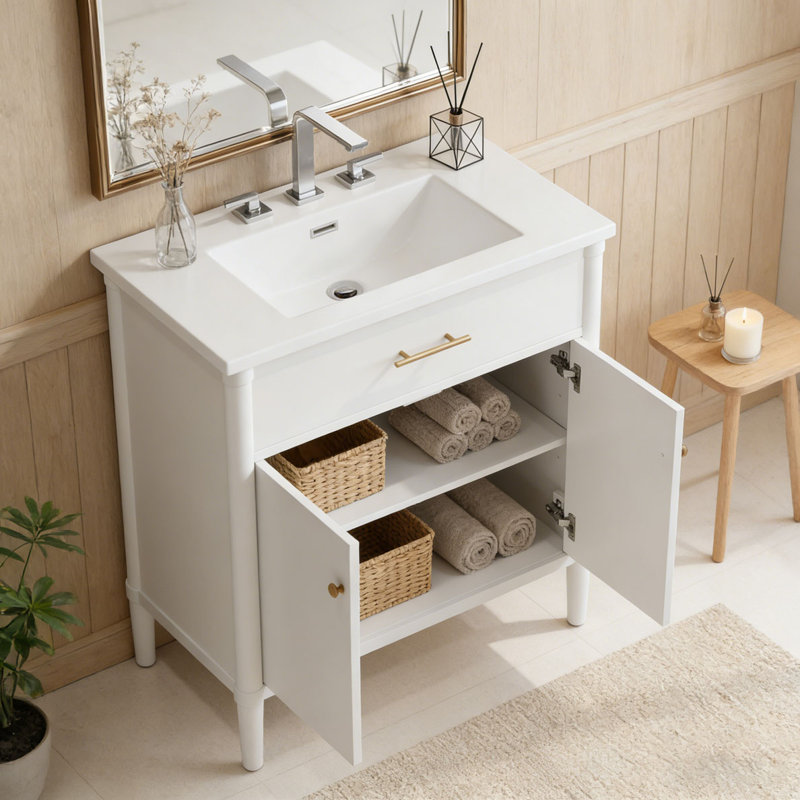 Meuble-lavabo 30 po avec lavabo, Blanc
