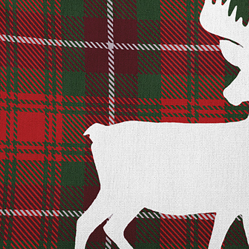 Coussin décoratif Tartan Reindeer, Carré H 16 po x l 16 po