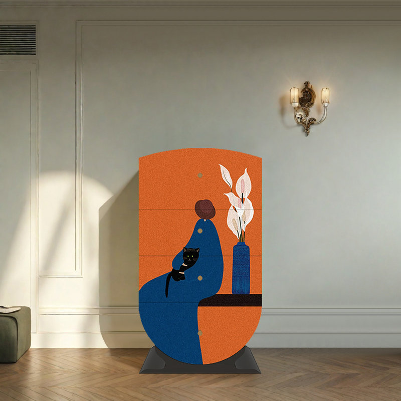 Armoire décorative moderne pour art abstrait, Doré
