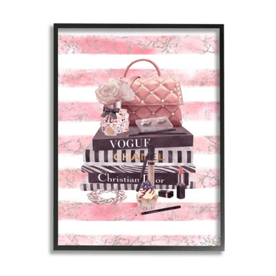 " Pink Quilted Purse Fashion Books Distressed Stripes " by Ziwei Li