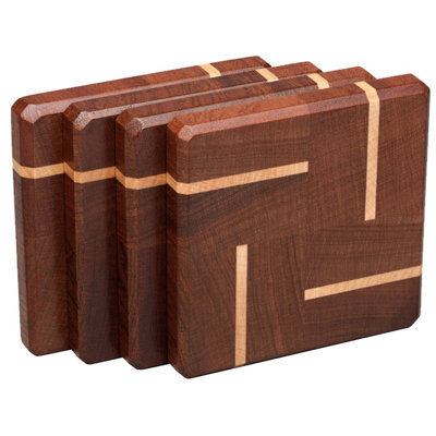 Wood Coaster Set With Holder