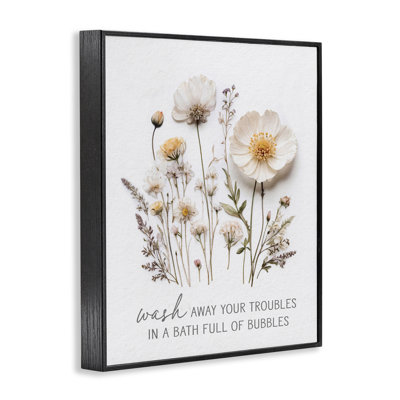 «Pressed Flowers Wash Away Trouble», estampe numérique giclée, design par lettré et doublé