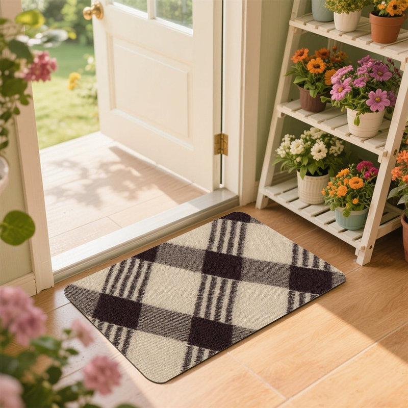 Plaid Check Pattern Doormat, 24 x 36, for Front Door