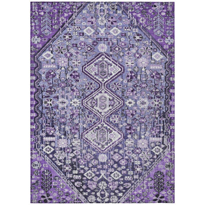 Machine Washable Indoor/Outdoor Xhevrie Purple Rug