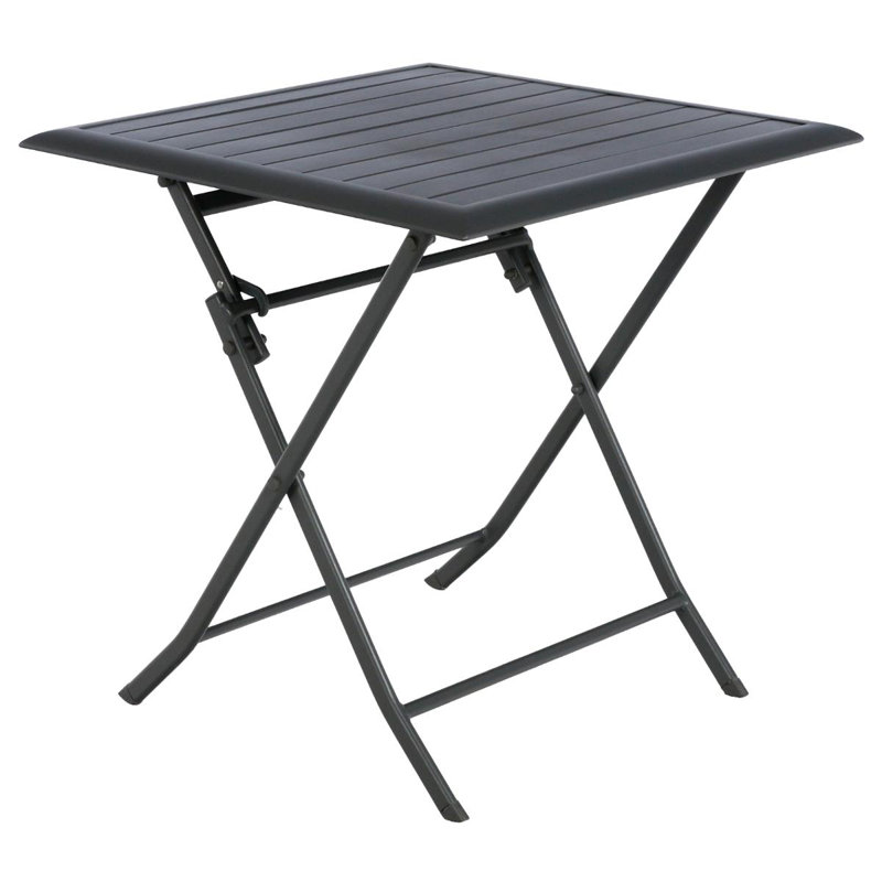 Telemanus Square Metal Folding Outdoor Bistro Table , 71cm cm W 71cm cm D, Graphite