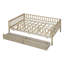 Lit de jour double en bois avec deux tiroirs - Structure en matériau, fonction d'économie d'espace, multifonctionnel pour la chambre à coucher, pièce d'assemblage simple naturelle et espace de construction Utilisation de rangement supplémentaire facile à assembler-217286513-217286476