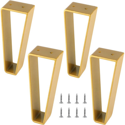 Paquet de 4 pieds de meubles trapézoïdaux de 8 pouces, pieds en épingle à cheveux en acier massif pour tables de bricolage, meubles de télévision, armoires, capacité de poids élevée et finition dorée résistante aux égratignures