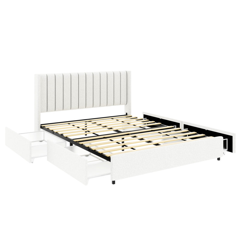 Lit à oreilles classique avec capacité de 40 lb, tiroirs en métal de luxe et structure en métal