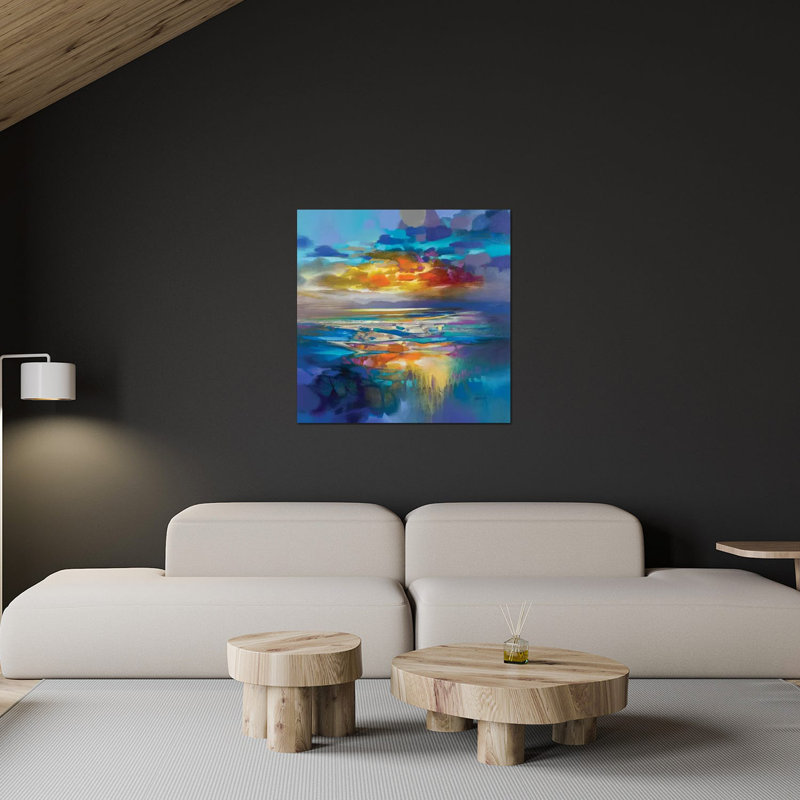 Impression cyan liquide sur verre acrylique, H 36 po x l 36 po x P 0,25 po