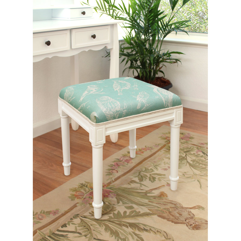 Tabouret de meuble-lavabo en bois massif Vansant, Aigue-marine