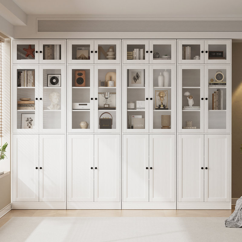86.7'' H X 94.48'' W Book Cabinet Storage Bookcase Set, White