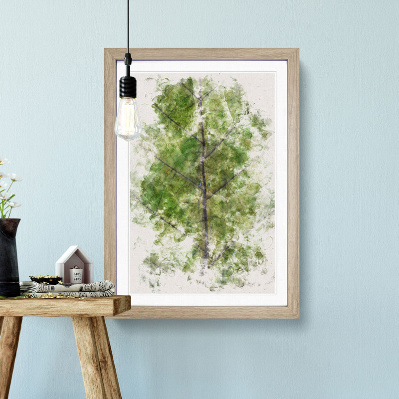 Leaf Lines - Framed Print, 87cm H x 62cm W x 2cm D, Oak Framed