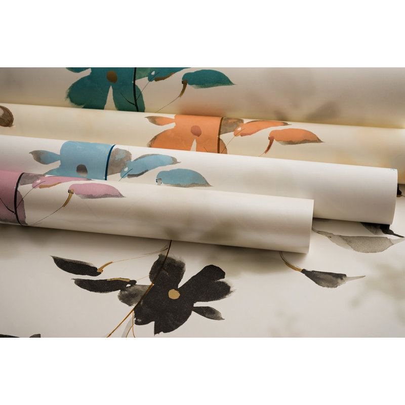  Rouleau de papier peint L 33 pi x l 20,5 po Linden Flower, Noir, L 33 po x l 20,5 po