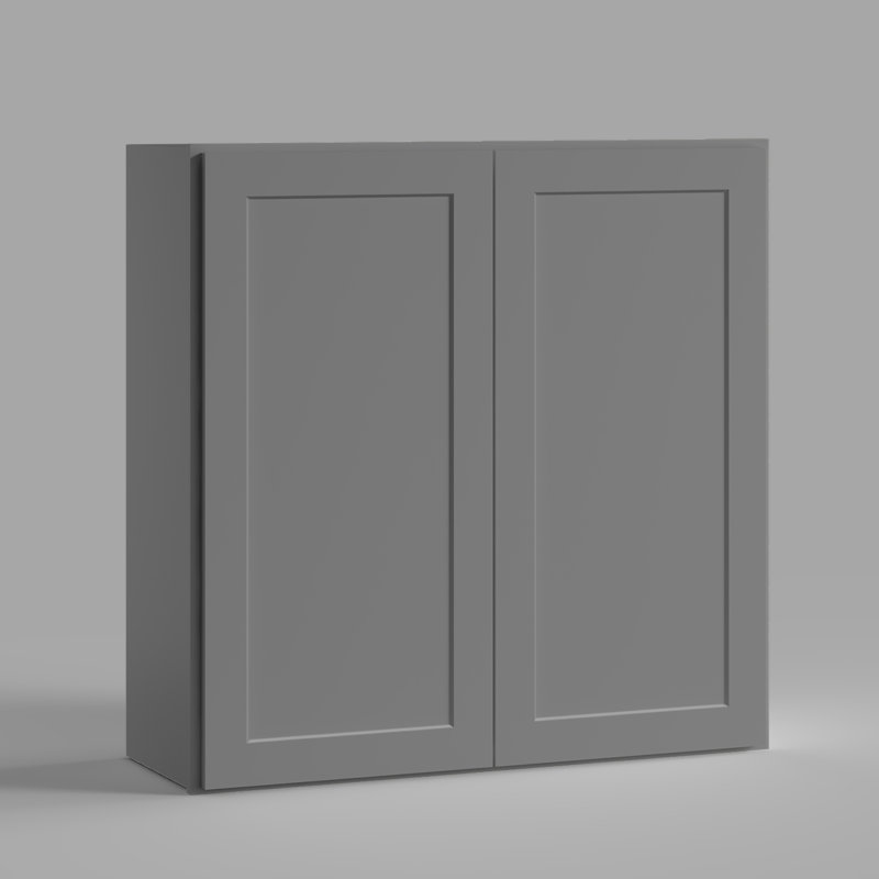 Armoire de cuisine murale avec tablettes réglables l 36 po x H 36 po x P 12 po, 36"W x 36"H x 12"D, Shaker pierre grise