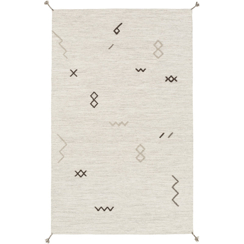 Fuchs Southwestern Handmade Flatweave Wool Navy/Denim Area Rug, Rectangle 5' x 8'