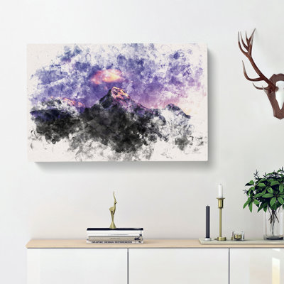 Mountains in Nepal at Night Watercolour - Wrapped Canvas
