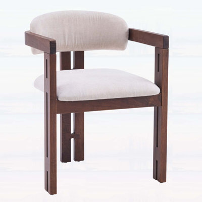 Chaise de salle à manger d'intérieur en bois à dossier rond, durable et confortable avec coussin rembourré et structure en noyer