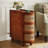 Solid Wood End Table, 3-Drawer Rattan Side Table, Night Stand with 3 Rattan Drawers and Exquisite Embossed Handles for Living Room, No Assembly Required (Walnut & Oak, 1PC)
