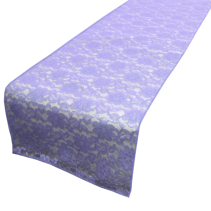 Bagdonas Floral Lace Table Runner, 12" W x 144" L, Lavender