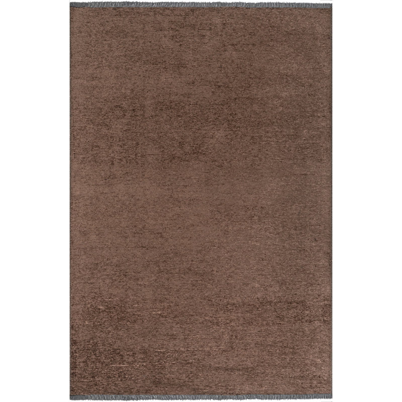 Tapis uni en polyester / chenille tissé à la machine, Rectangle 3 pi 10 po x 5 pi 11 po