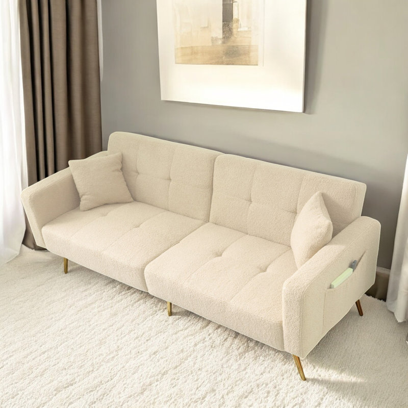 3 Seater Fabric Sofa Bed, Beige