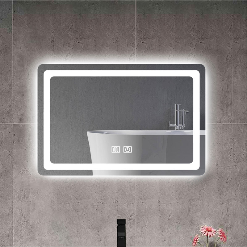 LED Single Bathroom Vanity Mirror In Polished Crystal Bathroom Vanity LED Mirror For Bathroom Wall Smart Lighted Vanity Mirrors