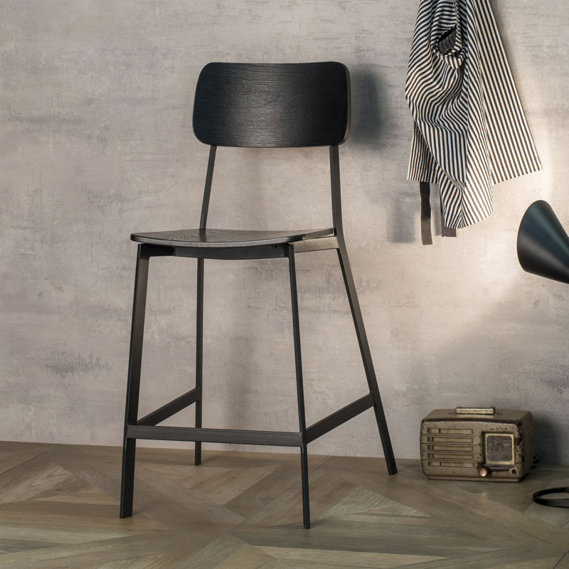 Wolfson Counter Stool with Metal Frame, Black