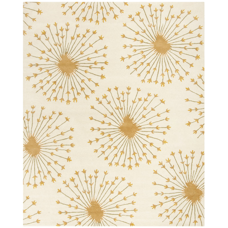 Tapis beige / doré en laine touffeté à la main Mccullough, Rectangle 9 pi x 12 pi