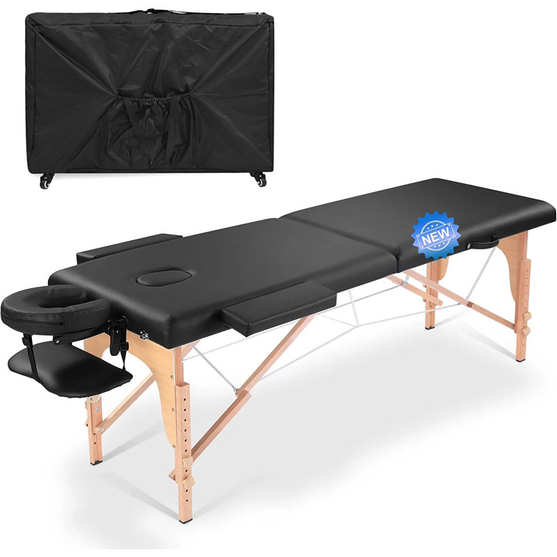 Table de massage, lit de massage portatif, lit de cils avec étui de transport, réglable en hauteur