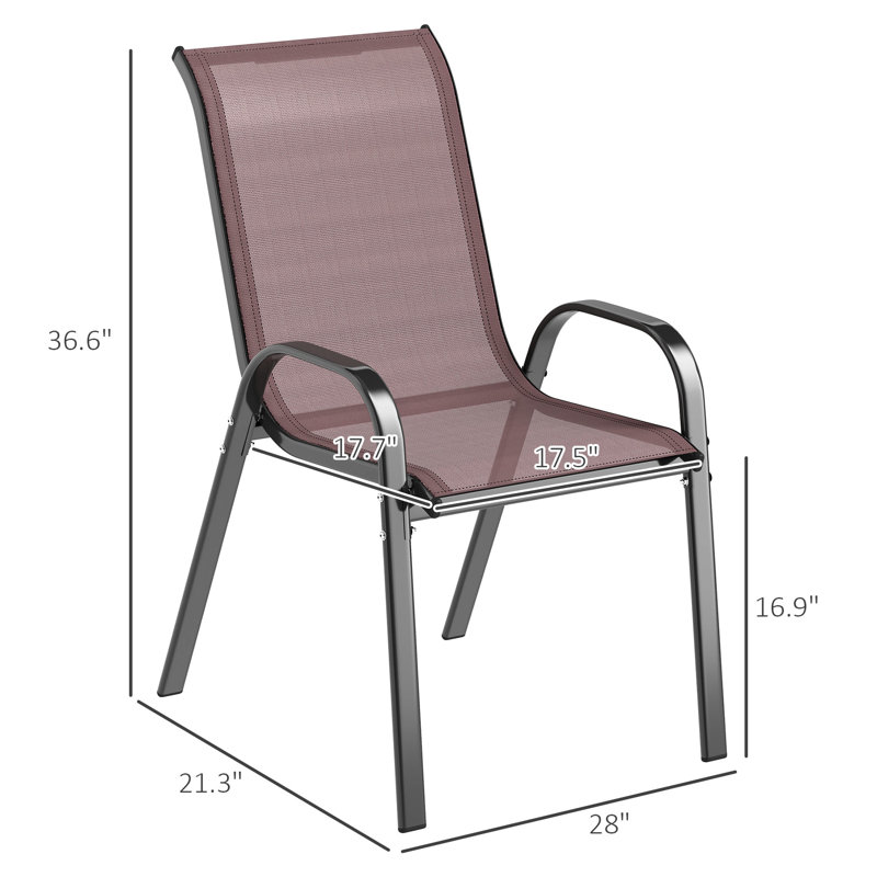 Chaises d'extérieur empilables en maille de 4 avec accoudoirs courbés et dossier haut pour le confort