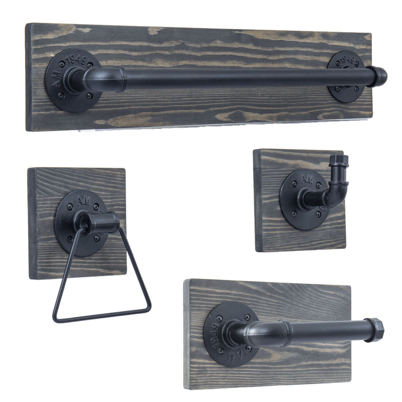 Ensembles de quincaillerie décorative pour salle de bain en bois gris et noir