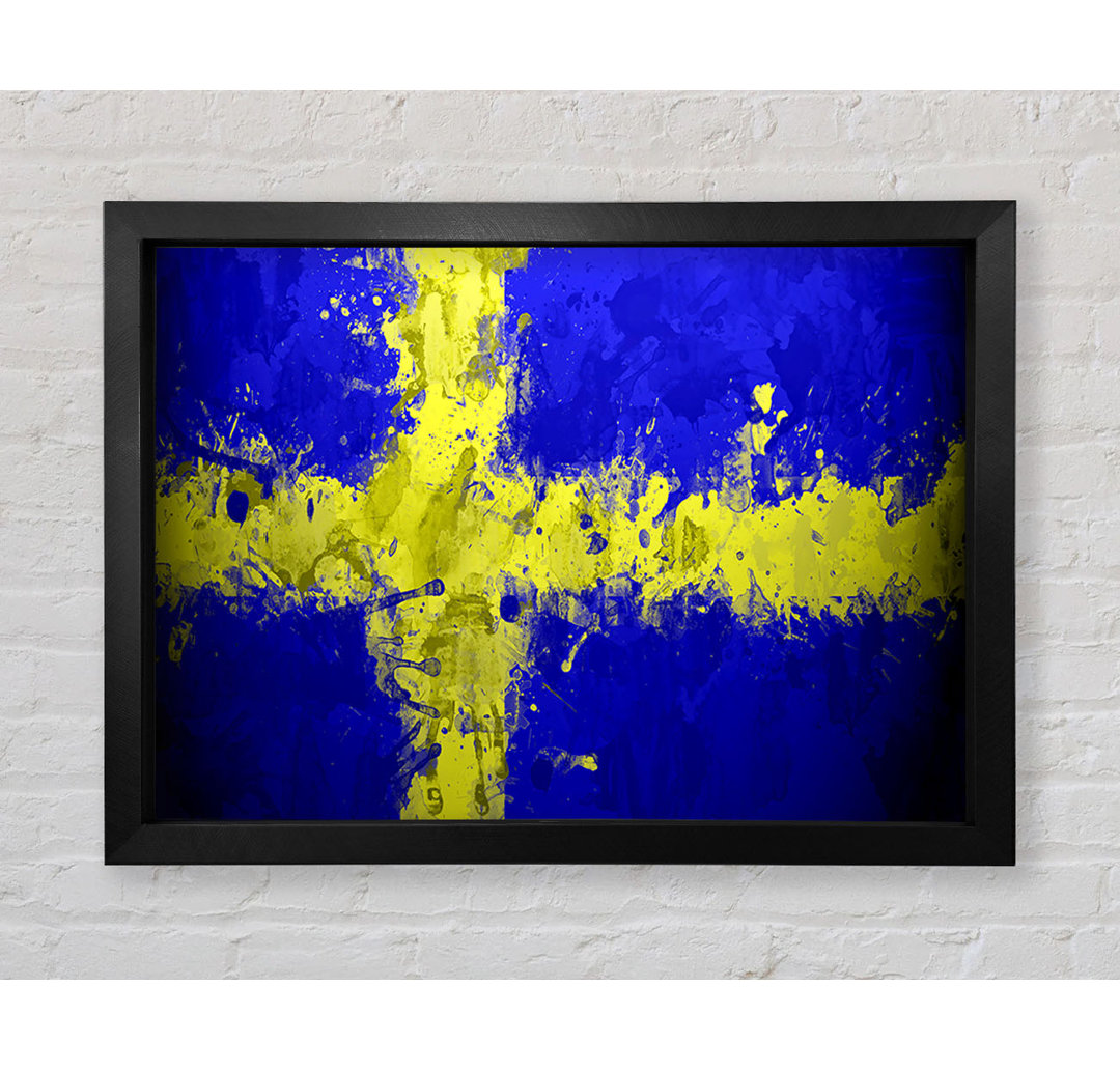 Schweden Grunge Flagge - Einzelner Bilderrahmen Kunstdrucke