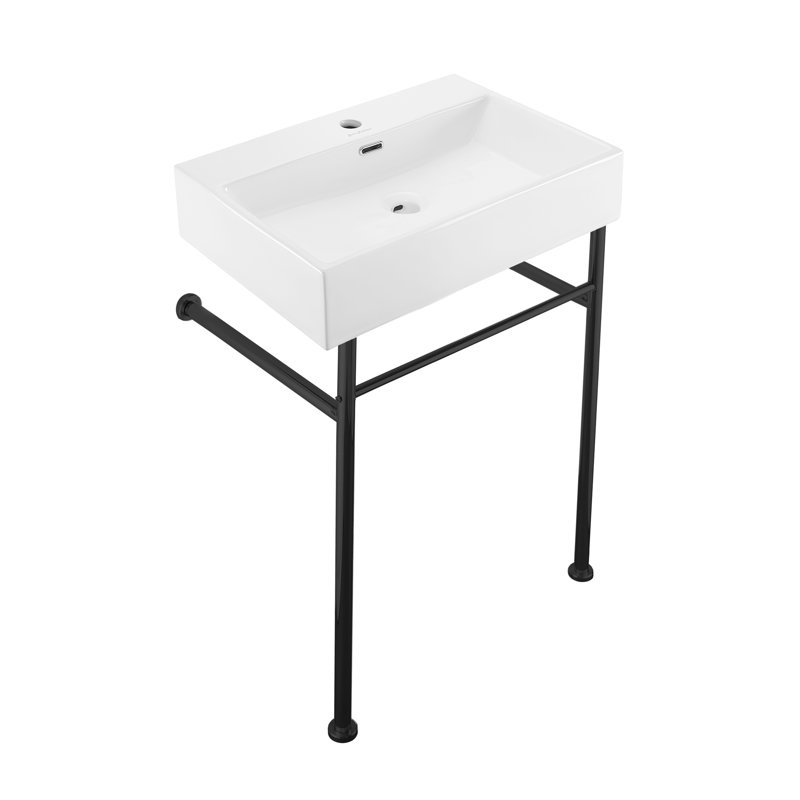 Lavabo console Claire 24, Blanc/noir