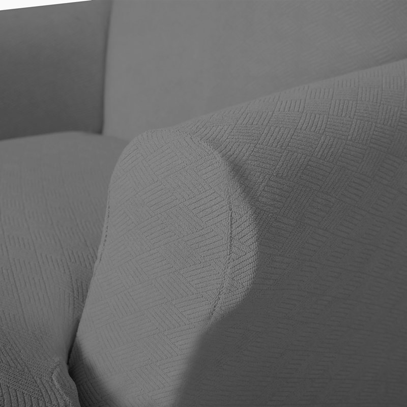 T-Cushion Wingback Slipcover, Gray Polyester Blend