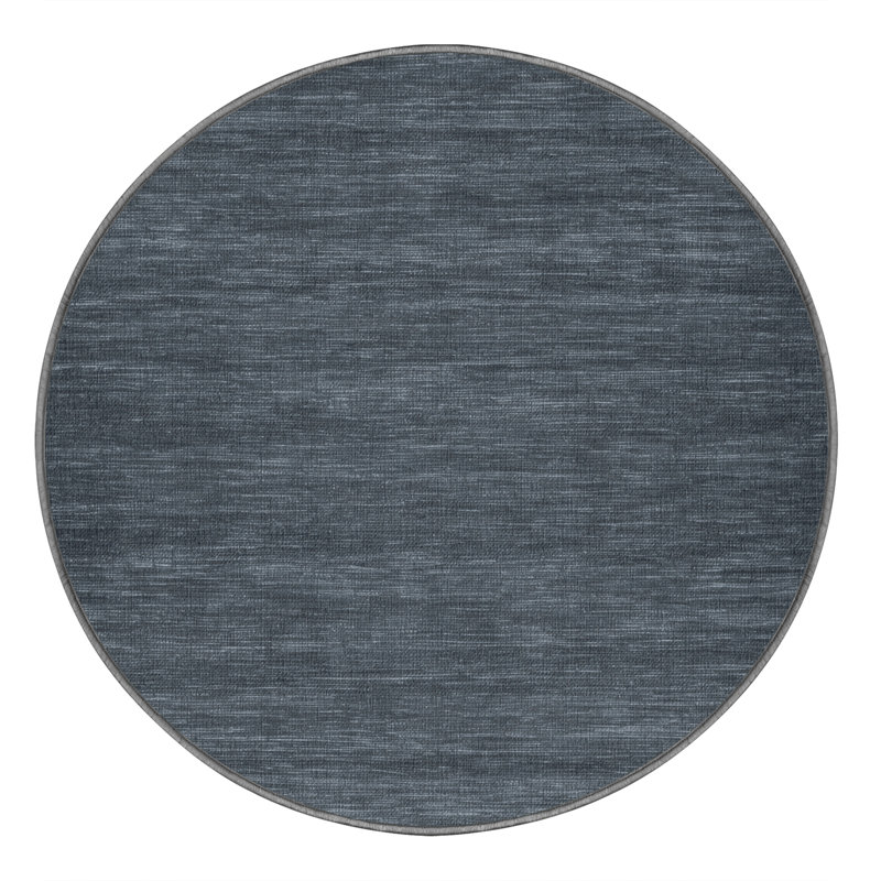 Tapis gris uni lavable à la machine, Rond 3 pi